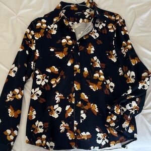 Express Dark Floral Button-Up Shirt